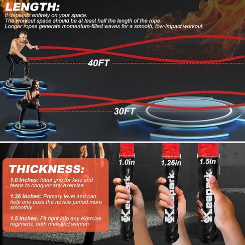 Battle Rope,Weighted Jump Rope,Exercise Rope 1.26 inch,Battle Rope 30ft,Heavy Exercise Rope Workout Rope,Weighted Jump Rope for Men Women in Kuwait