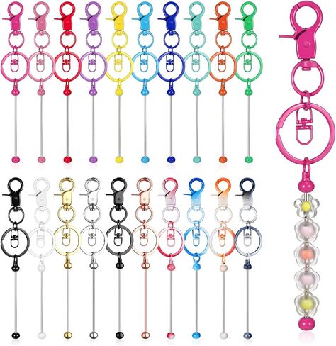 20 Pcs Multicolor Beadable Keychain Kit, DIY Beaded Keychain Making Supplies in Saudi Arabia