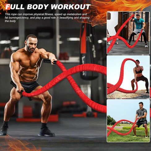 Battle Rope,Weighted Jump Rope,Exercise Rope 1.26 inch,Battle Rope 30ft,Heavy Exercise Rope Workout Rope,Weighted Jump Rope for Men Women in Kuwait