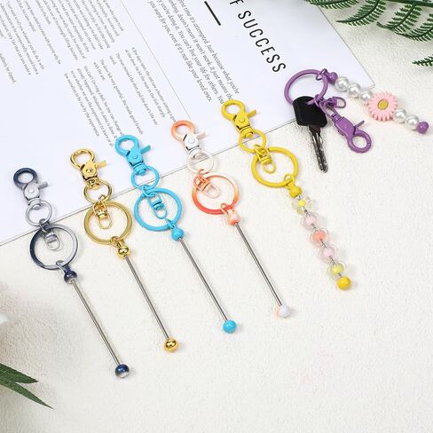 20 Pcs Multicolor Beadable Keychain Kit, DIY Beaded Keychain Making Supplies in Saudi Arabia