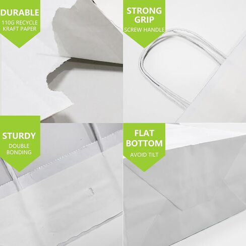 Ezselect Eco Paper Gift Bags with Handles Bulk - Extra Thick Goodie Bags, Assorted Paper Bag for Birthday Party Lunch Shopping Take Out Business Wholesale Retail (Brown, 10 x 5 x 13/25 Pack) in Saudi Arabia