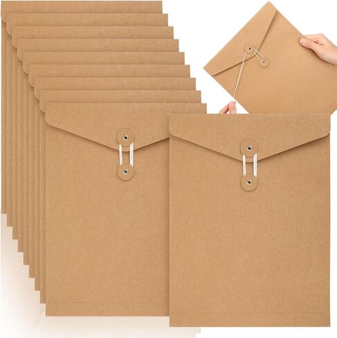 10 Pack Kraft String Envelope File Folder Brown A4 LETTER SIZE Kraft Paper Paper Project Project File File Jacket Jacket Organizer with String Button Closure for Office School Business in Saudi Arabia