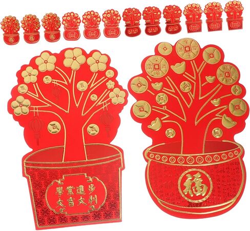 Uonlytech 16pcs Traditional Chinese Lunar Year Red Envelopes Paper Lucky Money Holders with Mixed Style Patterns for Spring Festival Gift Giving and Year Blessings in Saudi Arabia
