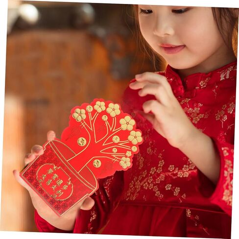 Uonlytech 16pcs Traditional Chinese Lunar Year Red Envelopes Paper Lucky Money Holders with Mixed Style Patterns for Spring Festival Gift Giving and Year Blessings in Saudi Arabia