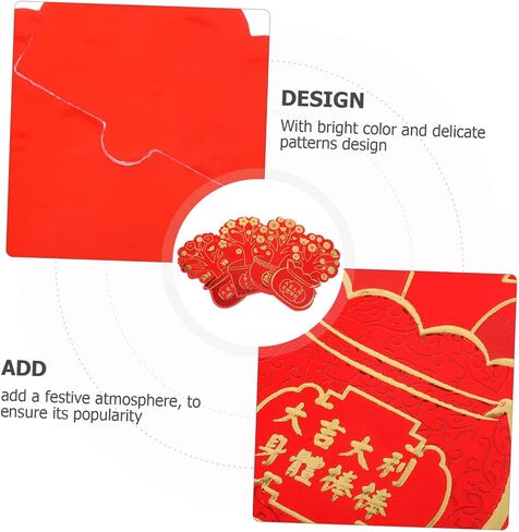 Uonlytech 16pcs Traditional Chinese Lunar Year Red Envelopes Paper Lucky Money Holders with Mixed Style Patterns for Spring Festival Gift Giving and Year Blessings in Saudi Arabia