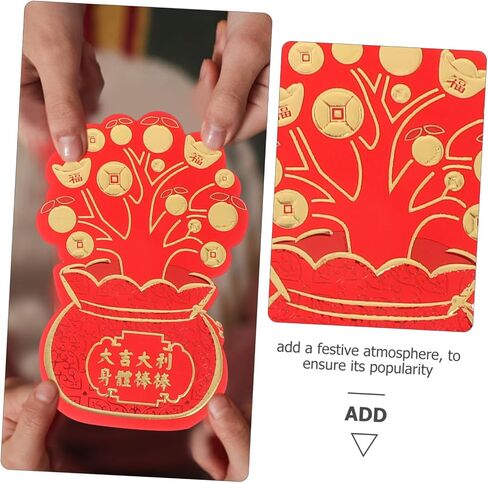 Uonlytech 16pcs Traditional Chinese Lunar Year Red Envelopes Paper Lucky Money Holders with Mixed Style Patterns for Spring Festival Gift Giving and Year Blessings in Saudi Arabia