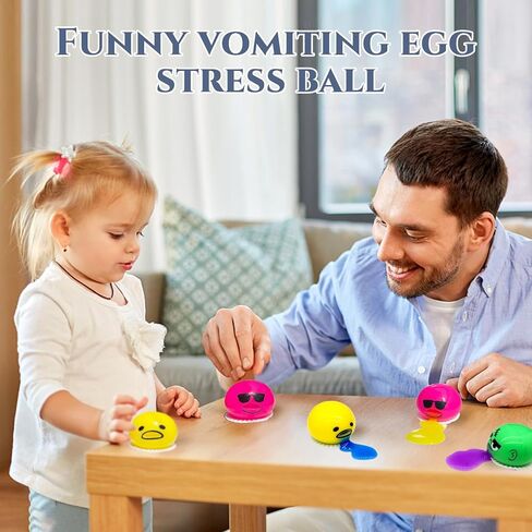 4 Pack Puking Egg Stress Ball Toys – Funny Slime Vomiting Squeeze Toy, Gross Fidget Prank Ball, Novelty Gag Gift for Kids & Adults, Christmas Stocking Stuffers in Saudi Arabia