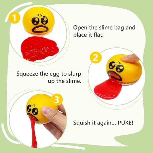 4 Pack Puking Egg Stress Ball Toys – Funny Slime Vomiting Squeeze Toy, Gross Fidget Prank Ball, Novelty Gag Gift for Kids & Adults, Christmas Stocking Stuffers in Saudi Arabia