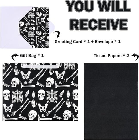 WRAPAHOLIC Bloody Halloween Large Gift Bags with Tissue Paper and Card - 10 x 5 x 13 inch - Spooky Blood Splatter and Handprint Halloween Paper Bags for Holiday, Party Gift Wrap in Kuwait