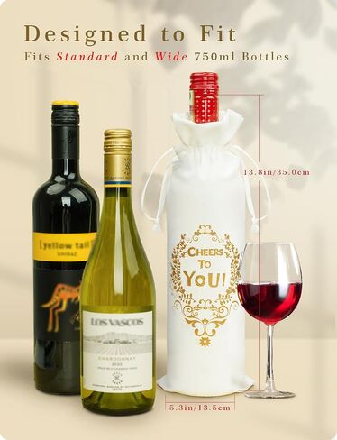 Wine Gift Bags, “Cheers to You" Satin Wine Bags for Wine Bottles Gifts – Gold Foil Floral Design, Soft Satin Pouch for 750ml Bottles, Perfect for Christmas, Birthday, Wedding & Housewarming (1-Pack) in Saudi Arabia