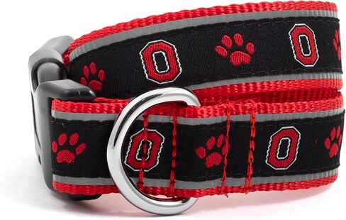 منزل الترخيص Ohio State Buckeyes Dog Block O Paw Print Print Twhice قابلة للتعديل ومريح من طوق الحيوانات الأليفة النايلون المريحة مع مشبك سرعان ما يناسب الكلاب الحجم الصغير الأسود in Saudi Arabia