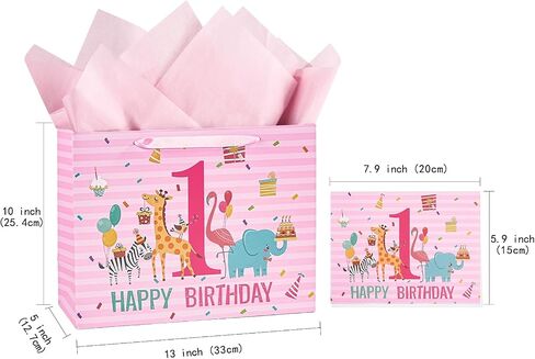 Lezakaa Baby Boy Gift Bag Bear Blue Bear ، وبالون الهواء الساخن ، يمكننا أن ننتظر تصميمًا لتصميم Baby Goil مع ورق الأنسجة وبطاقة تحية للاستحمام الطفل ، والآباء الجدد ، و 13 "× 10" × 5 "، و 1 PCS in Kuwait
