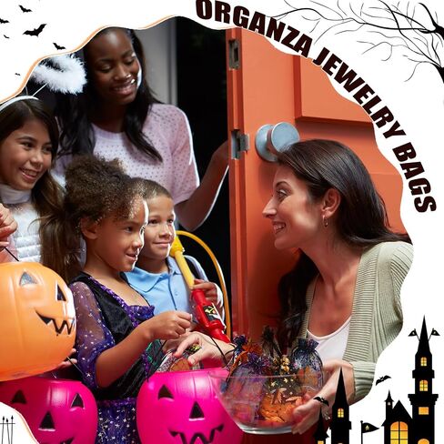 Fulmoon 400 Pcs Halloween Organza Bags 4 x 6 Inches Spider Web Print Halloween Drawstring Small Gift Bags for Trick or Treat Party Favor Gift Candy Snacks Jewelry in Saudi Arabia