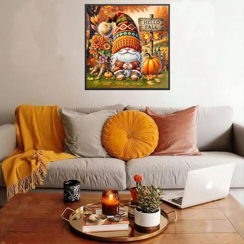 NWQZBYHT Gnome Diamond Art Kits for Adults,Fall Round 5D Diamond Painting Kits for Beginner,DIY Full Drill Diamond Dots Paintings Picture Gem Art and Crafts for Home Wall Decor 13.78x13.78 Inch in Kuwait