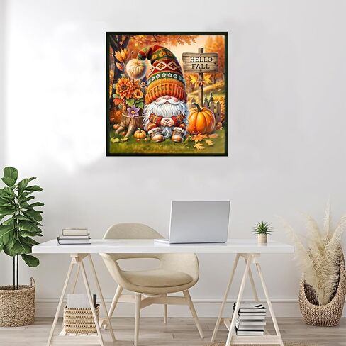 NWQZBYHT Gnome Diamond Art Kits for Adults,Fall Round 5D Diamond Painting Kits for Beginner,DIY Full Drill Diamond Dots Paintings Picture Gem Art and Crafts for Home Wall Decor 13.78x13.78 Inch in Kuwait