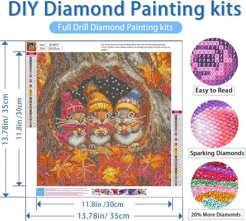 NWQZBYHT Gnome Diamond Art Kits for Adults,Fall Round 5D Diamond Painting Kits for Beginner,DIY Full Drill Diamond Dots Paintings Picture Gem Art and Crafts for Home Wall Decor 13.78x13.78 Inch in Kuwait