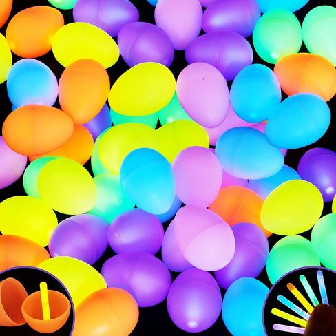 JOYIN 100 Pcs Easter Eggs with 150 Pcs Mini Glow Sticks for Kids Glow-in-The-Dark Basket Stuffers Fillers Gift, Easter Eggs Hunt Game Party Favors Classroom Decorations Supplies in Saudi Arabia