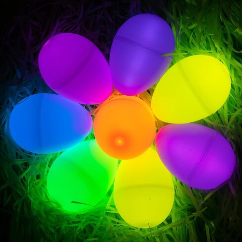 JOYIN 100 Pcs Easter Eggs with 150 Pcs Mini Glow Sticks for Kids Glow-in-The-Dark Basket Stuffers Fillers Gift, Easter Eggs Hunt Game Party Favors Classroom Decorations Supplies in Saudi Arabia