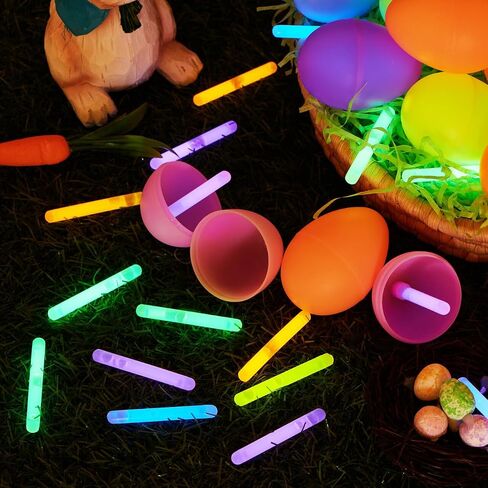 JOYIN 100 Pcs Easter Eggs with 150 Pcs Mini Glow Sticks for Kids Glow-in-The-Dark Basket Stuffers Fillers Gift, Easter Eggs Hunt Game Party Favors Classroom Decorations Supplies in Saudi Arabia