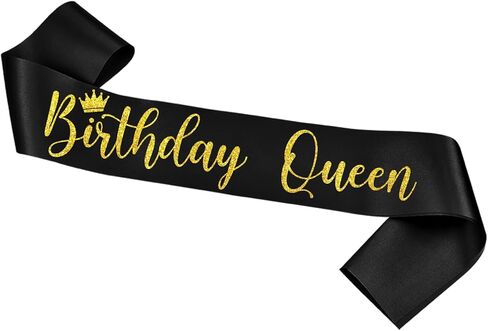 Birthday Queen Sash, Birthday Sash for Women and Girls with Shinning Gold Glitter Letters Birthday Gift for Birthday Party Favors Decorations and Supplies Blue Gold in Kuwait