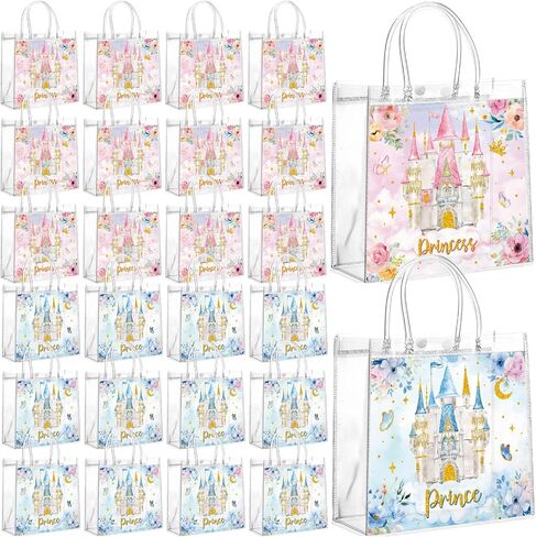 Geyoga 24pcs Prince and Princess Party Favor PVC حقائب هدايا مع مقابض معالجة قابلة لإعادة الاستخدام حقائب حمل 6.3 × 5.9 بوصة in Saudi Arabia