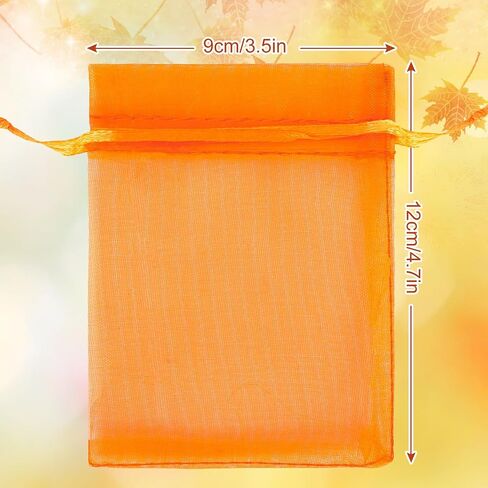 Whaline 120 Pcs Fall Organza Bags Drawstring Orange Yellow Green Brown Autumn Holiday Gift Bags Thanksgiving Jewelry Gift Bags Candy Goodies Treat Bags for Wedding Baby Shower Birthday Party Favor in Saudi Arabia