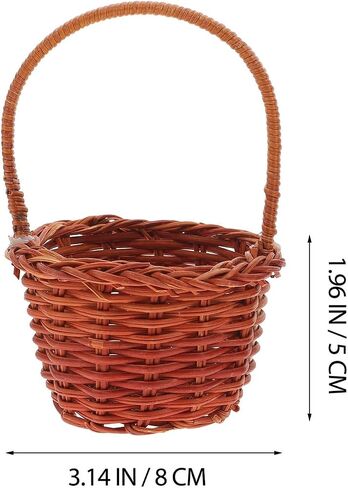 2Pcs Mini Woven with Handle, Tiny Candy Rattan Basket, Dollhouse urniture Props for Home Decor, DIY Crafts, 3.14 x 3.14 x 1.96 Inch in Saudi Arabia