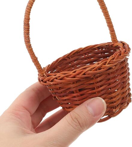 2Pcs Mini Woven with Handle, Tiny Candy Rattan Basket, Dollhouse urniture Props for Home Decor, DIY Crafts, 3.14 x 3.14 x 1.96 Inch in Saudi Arabia