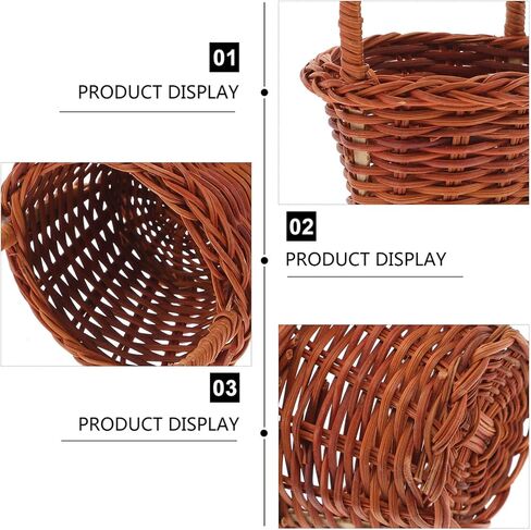 2Pcs Mini Woven with Handle, Tiny Candy Rattan Basket, Dollhouse urniture Props for Home Decor, DIY Crafts, 3.14 x 3.14 x 1.96 Inch in Saudi Arabia