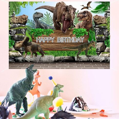 Dinosaur Theme Birthday Backdrop Banner - Happy Birthday Photography Background - Tropical Jungle World Party Backdrop for Children in Saudi Arabia