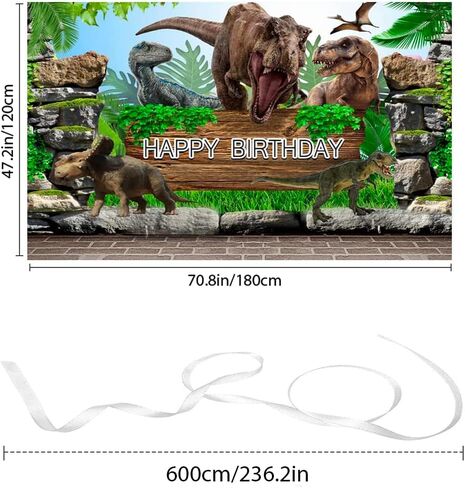 Dinosaur Theme Birthday Backdrop Banner - Happy Birthday Photography Background - Tropical Jungle World Party Backdrop for Children in Saudi Arabia