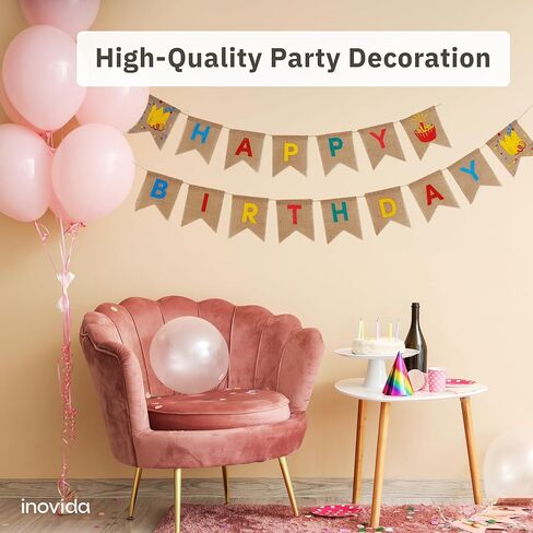 76 Letters DIY Pennant Banner – 13 ft Reusable Jute Garland with Stick-On Letters – Customizable Fabric Bunting for Messages Like Happy Birthday, Welcome Home, Just Married – by Inovida in Kuwait