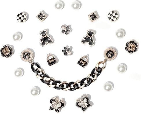 Bling Rhinestones Charms for Beach Totes, Bear, Butterfly, Flower Pearl Accessories Charms for Rubber Bag, Insert Chains for Beach Handbags in Kuwait