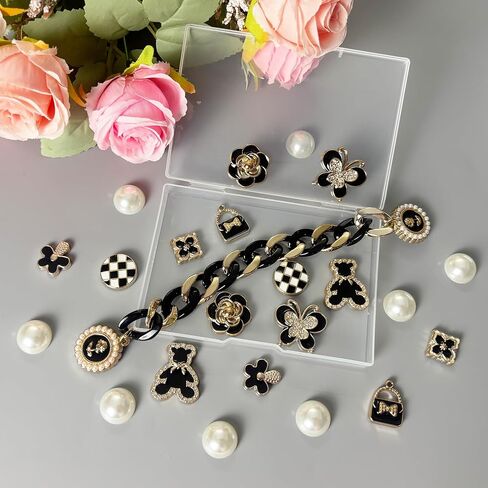 Bling Rhinestones Charms for Beach Totes, Bear, Butterfly, Flower Pearl Accessories Charms for Rubber Bag, Insert Chains for Beach Handbags in Kuwait