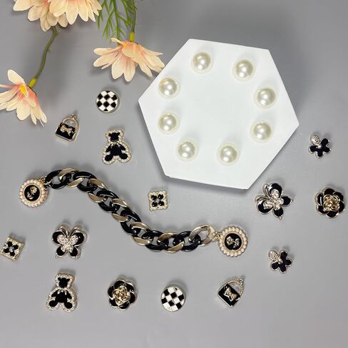 Bling Rhinestones Charms for Beach Totes, Bear, Butterfly, Flower Pearl Accessories Charms for Rubber Bag, Insert Chains for Beach Handbags in Kuwait
