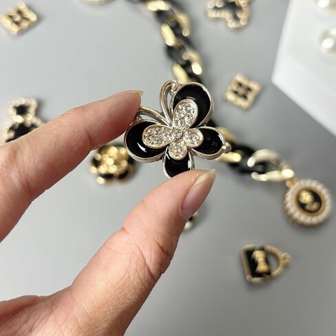 Bling Rhinestones Charms for Beach Totes, Bear, Butterfly, Flower Pearl Accessories Charms for Rubber Bag, Insert Chains for Beach Handbags in Kuwait