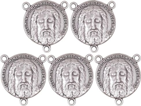 Needzo Oxidized Holy Face of Jesus Medals, Silver Toned Pendants, Religious Accessories for Jewelry Making, 1 Inches (Pack of 5) in Saudi Arabia
