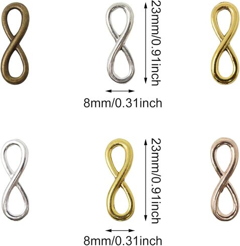 Honbay 60PCS Infinity Symbol Connectors Charms Pendants Alloy Jewelry Making Accessories for DIY Bracelets, Anklets, Necklaces, Shoes, Jewelry Making or DIY Crafts in Saudi Arabia