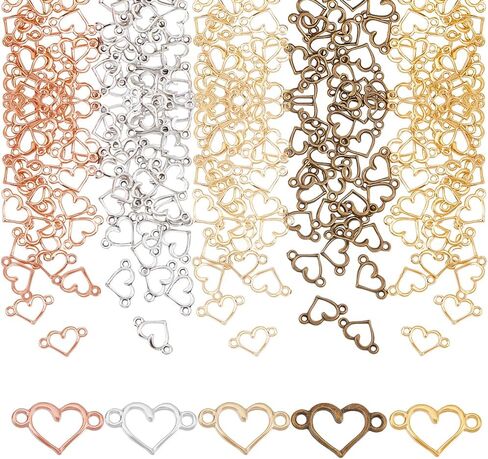 ADHANDMAKER 150 PCS HEART FASE CONCRMS ، 5 ​​سحر ربط قلب من سبائك القلب مع حلقات مزدوجة ، معلقات موصل جوف in Saudi Arabia