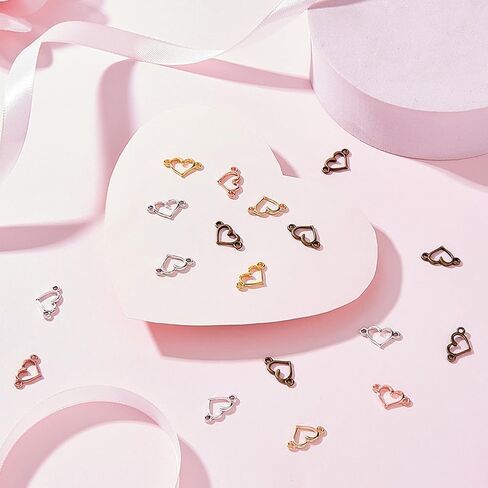 ADHANDMAKER 150 PCS HEART FASE CONCRMS ، 5 ​​سحر ربط قلب من سبائك القلب مع حلقات مزدوجة ، معلقات موصل جوف in Saudi Arabia