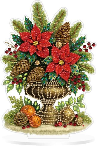 Aeepics DIY Christmas Diamond Art Tabletop Kit للبالغين ، وأكريليك سطح المكتب Diamonds طقم طقم مجموعة ، وقفا للرسوم الماسي للفنون (Santa Claus and Dog) in Kuwait