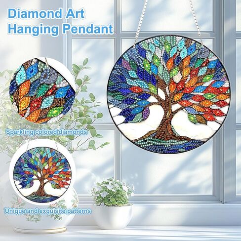 TOSTOG Diamond Art Hanging Kits for Adults, 5D Birds Diamond Painting for Adults Window Pendant, Special Shape Diamonds DIY Birds Diamond Painting Hanging Pendant Kit for Wall Decor Gift in Kuwait