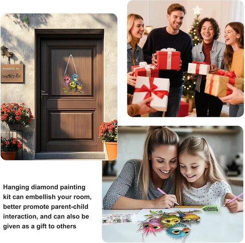 TOSTOG Diamond Art Hanging Kits for Adults, 5D Birds Diamond Painting for Adults Window Pendant, Special Shape Diamonds DIY Birds Diamond Painting Hanging Pendant Kit for Wall Decor Gift in Kuwait