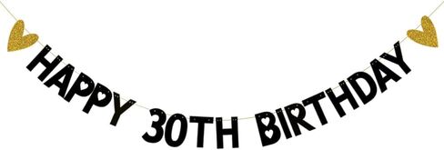 HAPPY 30TH BIRTHDAY Banner,Pre-Strung,Black Paper Glitter Party Decorations for 30 Years Old 30TH Birthday Party Supplies Letters Black ZHAOFEIHN in Saudi Arabia