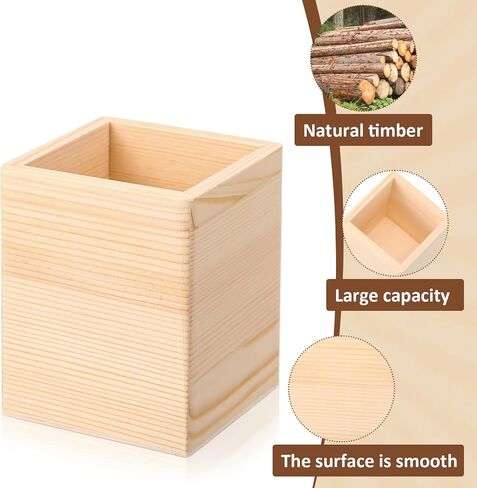 12 حزمة DIY الحامل الخشبي للقلم الرصاص للحرف المكتبية ، حامل حامل سطح المكتب ، حرفة قلم خشبية غير مكتملة لمستلزمات DIY محلية الصنع (الرباعية) in Saudi Arabia