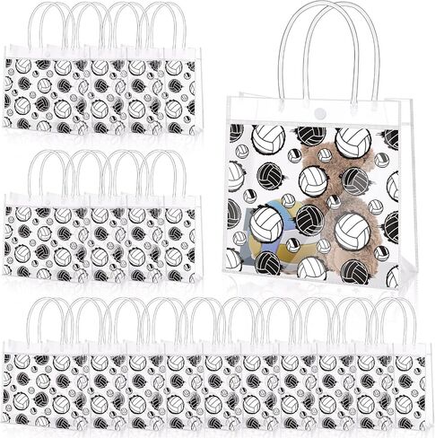 HyqehrtYazc 24 Pcs Volleyball Goodie Bags Bulk PVC Clear Volleyball Gifts Bag with Handles Snack Pouch for Sport Theme Birthday Party Favor in Saudi Arabia