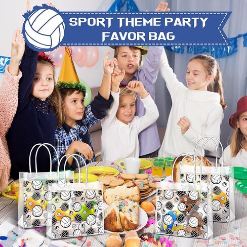 HyqehrtYazc 24 Pcs Volleyball Goodie Bags Bulk PVC Clear Volleyball Gifts Bag with Handles Snack Pouch for Sport Theme Birthday Party Favor in Saudi Arabia