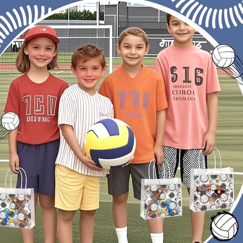 HyqehrtYazc 24 Pcs Volleyball Goodie Bags Bulk PVC Clear Volleyball Gifts Bag with Handles Snack Pouch for Sport Theme Birthday Party Favor in Saudi Arabia