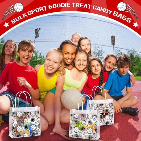 HyqehrtYazc 24 Pcs Volleyball Goodie Bags Bulk PVC Clear Volleyball Gifts Bag with Handles Snack Pouch for Sport Theme Birthday Party Favor in Saudi Arabia