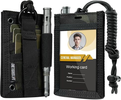 OneTigris Tactical ID Card Holder Hook & Loop Patch Badge Holder Neck Lanyard Key Ring and Credit Card Organizer in Saudi Arabia